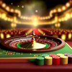 Ein luxuriöser Roulette-Tisch mit Jetons und rot-grünem Kessel.|Ein Spieler setzt Jetons auf den amerikanischen Roulette-Tisch.|Gewinnchancen beim amerikanischen Roulette grafisch dargestellt.