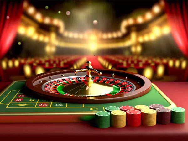 Ein luxuriöser Roulette-Tisch mit Jetons und rot-grünem Kessel.|Ein Spieler setzt Jetons auf den amerikanischen Roulette-Tisch.|Gewinnchancen beim amerikanischen Roulette grafisch dargestellt.