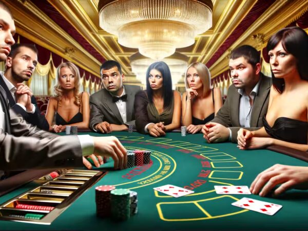 Spieler am Blackjack-Tisch in einem Casino