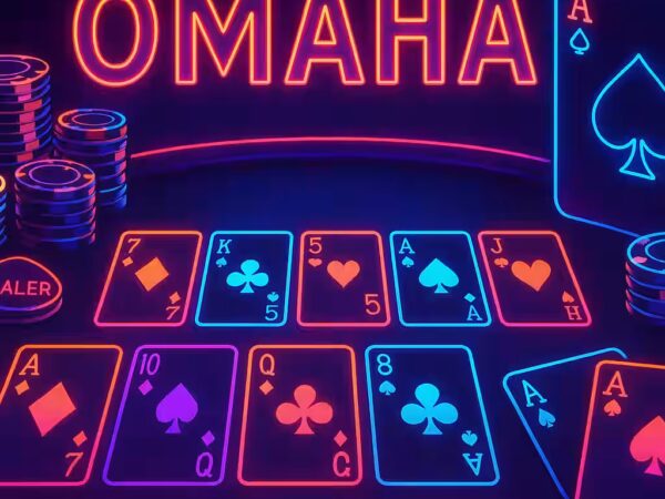 Omaha Poker anschaulich als visuelle Umsetzung|Omaha Poker mit zentralem Motiv in klarer Darstellung|Atmosphaerische Szene zu Omaha Poker