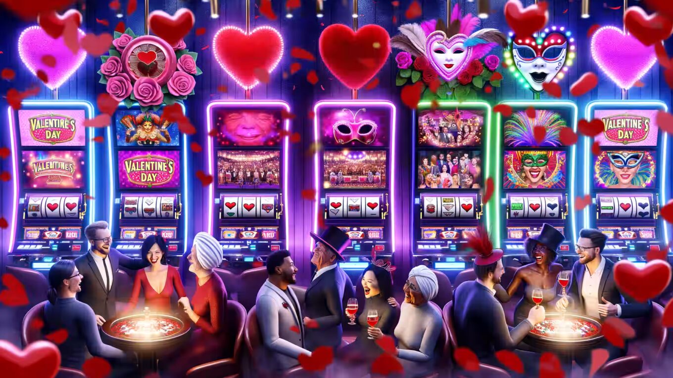 Ein Casino mit zwei Spielautomaten