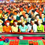 Ein lebhaftes Bild eines Casino-Würfeltisches in Aktion